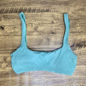 Aerie Scoop Bikini Top Sage Green Ribbed Large